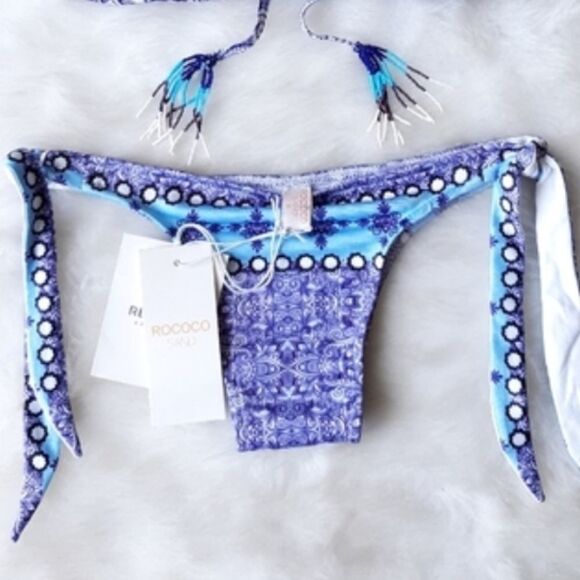 Rococo Sand x REVOLVE Tie Bottom Bikini in Ultra Marine (purple, blue) size smal - Picture 6 of 16